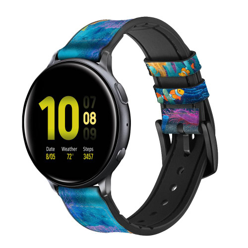 CA0625 Underwater World Cartoon Leather & Silicone Smart Watch Band Strap For Samsung Galaxy Watch, Gear, Active