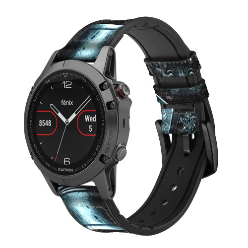 CA0095 Skull Soldier Zombie Leather & Silicone Smart Watch Band Strap For Garmin Smartwatch