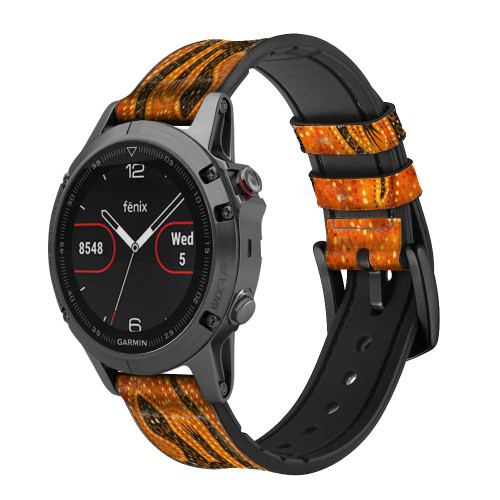 CA0496 Lizard Aboriginal Art Leather & Silicone Smart Watch Band Strap For Garmin Smartwatch