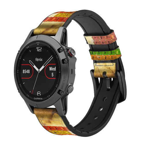 CA0513 Vintage Periodic Table of Elements Leather & Silicone Smart Watch Band Strap For Garmin Smartwatch