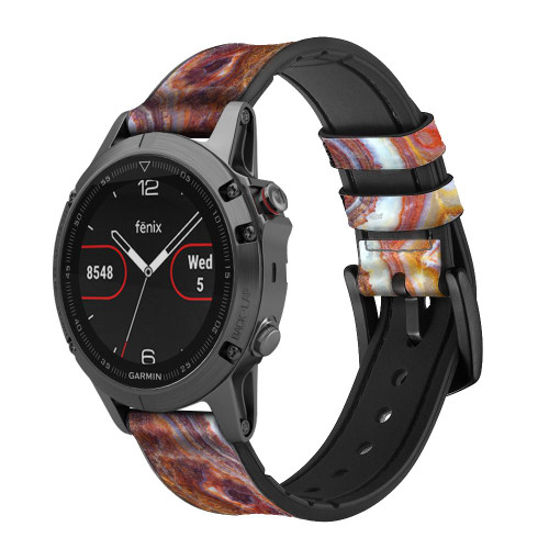 CA0546 Colored Marble Texture Printed Leather & Silicone Smart Watch Band Strap For Garmin Smartwatch