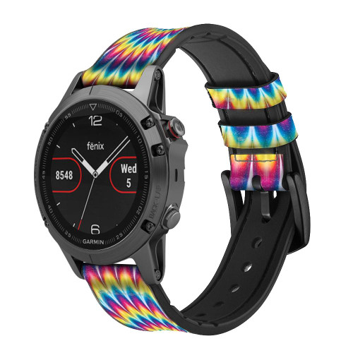 CA0592 Colorful Psychedelic Leather & Silicone Smart Watch Band Strap For Garmin Smartwatch
