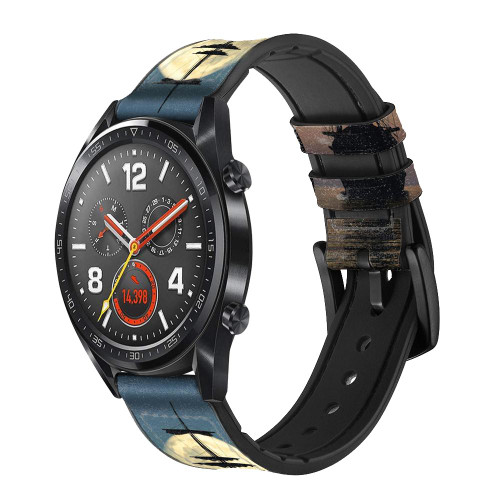 CA0492 Pirate Ship Moon Night Leather & Silicone Smart Watch Band Strap For Wristwatch Smartwatch