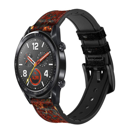 CA0566 Rusted Metal Texture Graphic Leather & Silicone Smart Watch Band Strap For Wristwatch Smartwatch