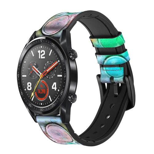 CA0627 Watercolor Mixing Leather & Silicone Smart Watch Band Strap For Wristwatch Smartwatch