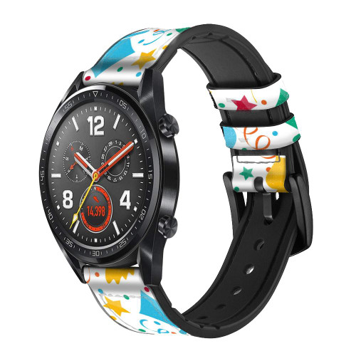 CA0637 Carnival Pattern Leather & Silicone Smart Watch Band Strap For Wristwatch Smartwatch