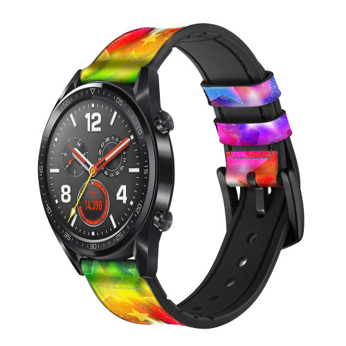 CA0652 Colourful Disco Star Leather & Silicone Smart Watch Band Strap For Wristwatch Smartwatch