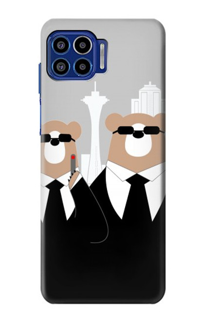 S3557 Bear in Black Suit Case For Motorola One 5G