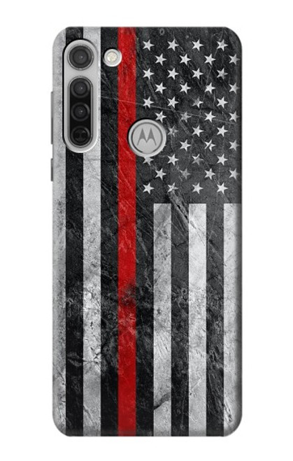 S3687 Firefighter Thin Red Line American Flag Case For Motorola Moto G8
