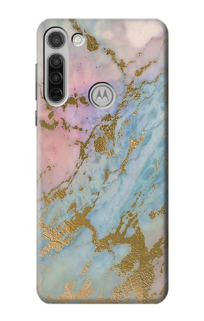 S3717 Rose Gold Blue Pastel Marble Graphic Printed Case For Motorola Moto G8