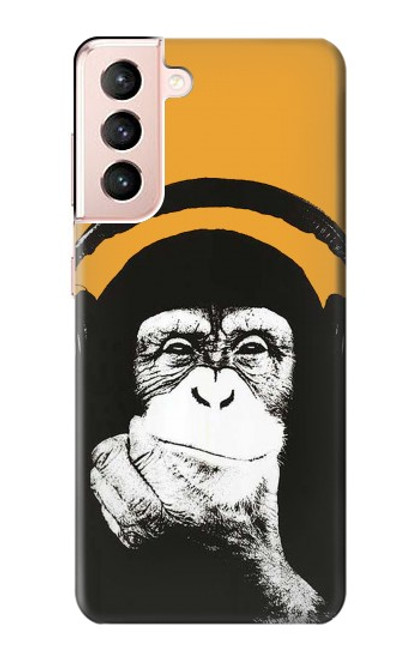 S2324 Funny Monkey with Headphone Pop Music Case For Samsung Galaxy S21 5G