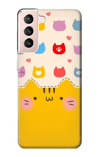 S2442 Cute Cat Cartoon Funny Case For Samsung Galaxy S21 5G