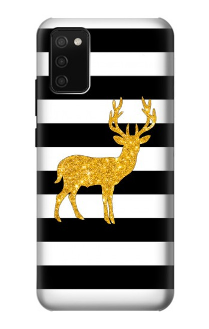 S2794 Black and White Striped Deer Gold Sparkles Case For Samsung Galaxy A02s, Galaxy M02s