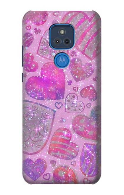 S3710 Pink Love Heart Case For Motorola Moto G Play (2021)