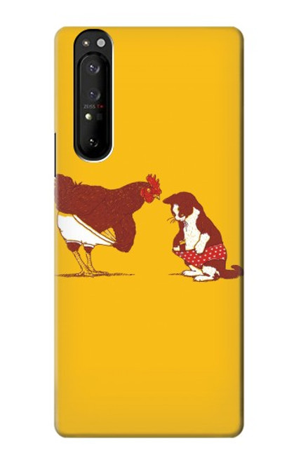 S1093 Rooster and Cat Joke Case For Sony Xperia 1 III