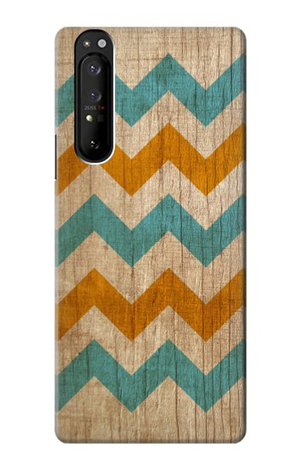 S3033 Vintage Wood Chevron Graphic Printed Case For Sony Xperia 1 III