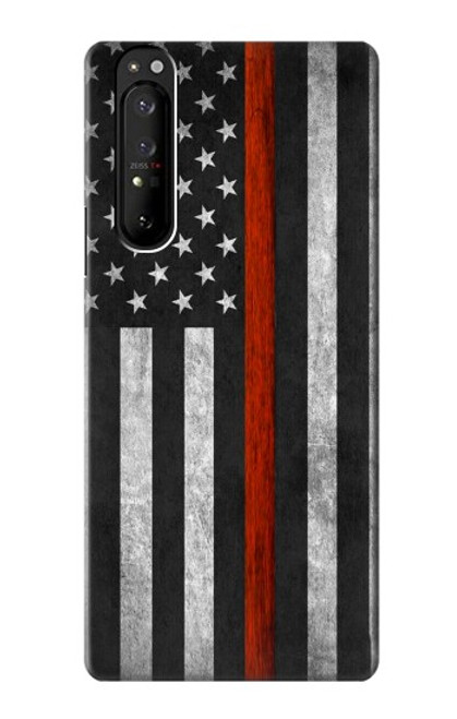 S3472 Firefighter Thin Red Line Flag Case For Sony Xperia 1 III
