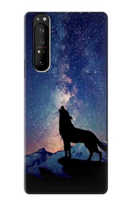 S3555 Wolf Howling Million Star Case For Sony Xperia 1 III