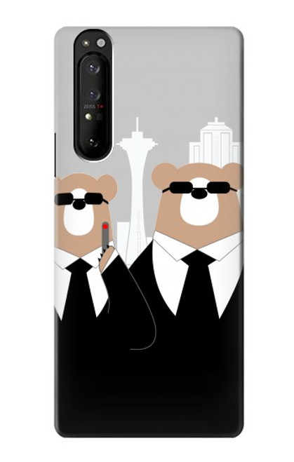 S3557 Bear in Black Suit Case For Sony Xperia 1 III