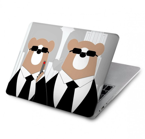 S3557 Bear in Black Suit Hard Case For MacBook Air 13″ - A1932, A2179, A2337