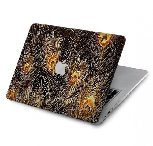 S3691 Gold Peacock Feather Hard Case For MacBook Air 13″ - A1932, A2179, A2337