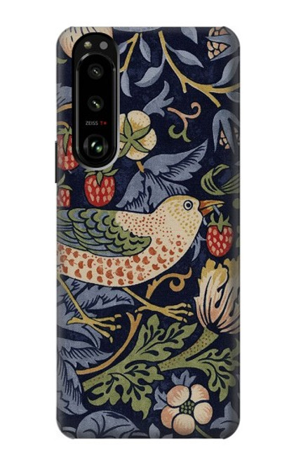 S3791 William Morris Strawberry Thief Fabric Case For Sony Xperia 5 III