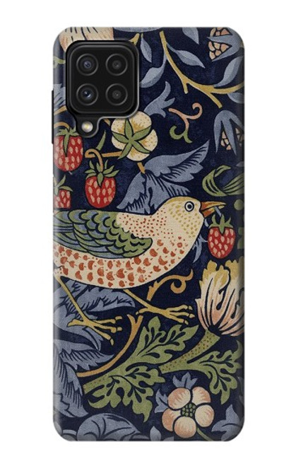 S3791 William Morris Strawberry Thief Fabric Case For Samsung Galaxy A22 4G