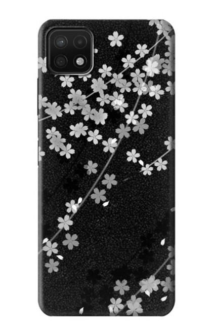 S2544 Japanese Kimono Style Black Flower Pattern Case For Samsung Galaxy A22 5G