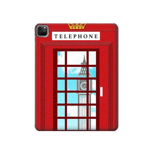 S2059 England British Telephone Box Minimalist Hard Case For iPad Pro 12.9 (2022,2021,2020,2018, 3rd, 4th, 5th, 6th)