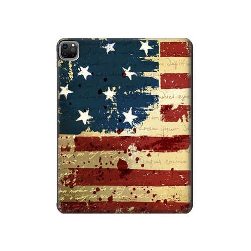 S2349 Old American Flag Hard Case For iPad Pro 12.9 (2022, 2021, 2020, 2018), Air 13 (2024)