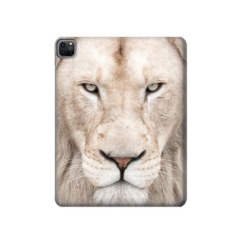 S2399 White Lion Face Hard Case For iPad Pro 12.9 (2022,2021,2020,2018, 3rd, 4th, 5th, 6th)
