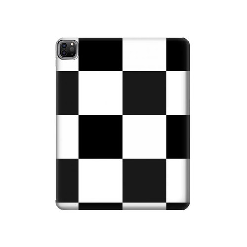 S2492 Black and White Check Hard Case For iPad Pro 12.9 (2022,2021,2020,2018, 3rd, 4th, 5th, 6th)