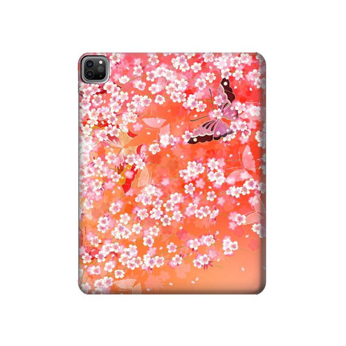S2543 Japanese Kimono Style Flower Pattern Hard Case For iPad Pro 12.9 (2022,2021,2020,2018, 3rd, 4th, 5th, 6th)