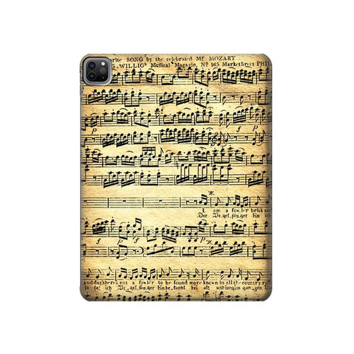 S2667 The Fowler Mozart Music Sheet Hard Case For iPad Pro 12.9 (2022,2021,2020,2018, 3rd, 4th, 5th, 6th)