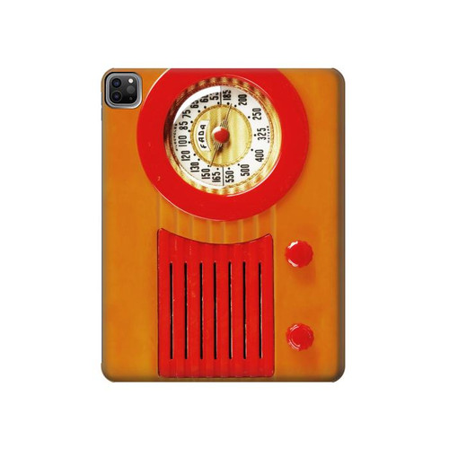 S2780 Vintage Orange Bakelite Radio Hard Case For iPad Pro 12.9 (2022,2021,2020,2018, 3rd, 4th, 5th, 6th)