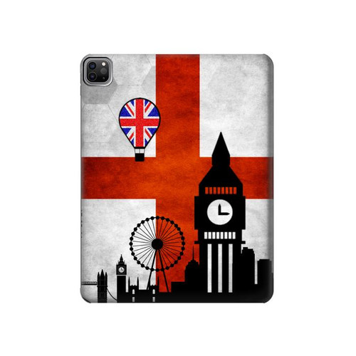 S2979 England Football Soccer Hard Case For iPad Pro 12.9 (2022, 2021, 2020, 2018), Air 13 (2024)