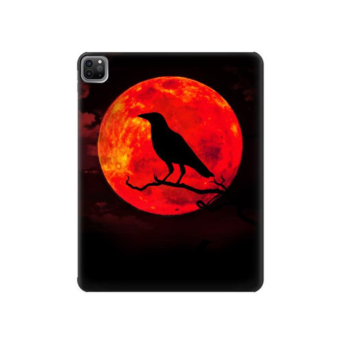 S3328 Crow Red Moon Hard Case For iPad Pro 12.9 (2022, 2021, 2020, 2018), Air 13 (2024)