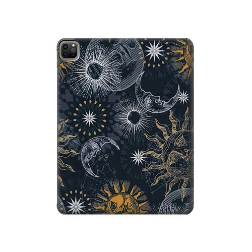 S3702 Moon and Sun Hard Case For iPad Pro 12.9 (2022,2021,2020,2018, 3rd, 4th, 5th, 6th)
