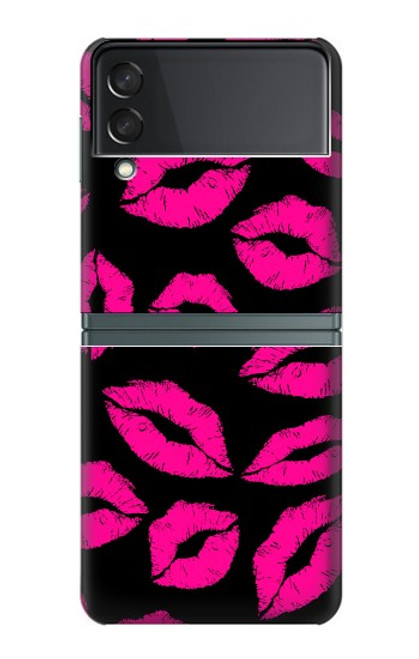 S2933 Pink Lips Kisses on Black Case For Samsung Galaxy Z Flip 3 5G