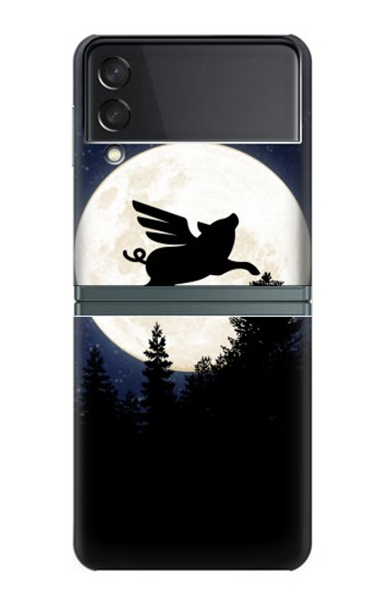 S3289 Flying Pig Full Moon Night Case For Samsung Galaxy Z Flip 3 5G