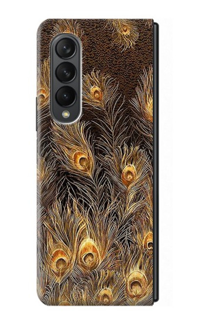 S3691 Gold Peacock Feather Case For Samsung Galaxy Z Fold 3 5G