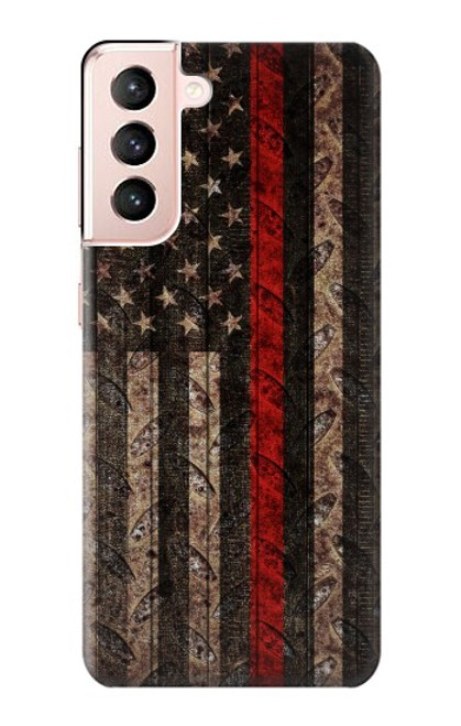 S3804 Fire Fighter Metal Red Line Flag Graphic Case For Samsung Galaxy S21 5G