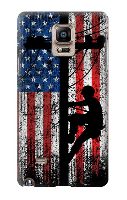 S3803 Electrician Lineman American Flag Case For Samsung Galaxy Note 4