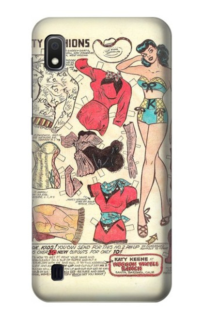 S3820 Vintage Cowgirl Fashion Paper Doll Case For Samsung Galaxy A10