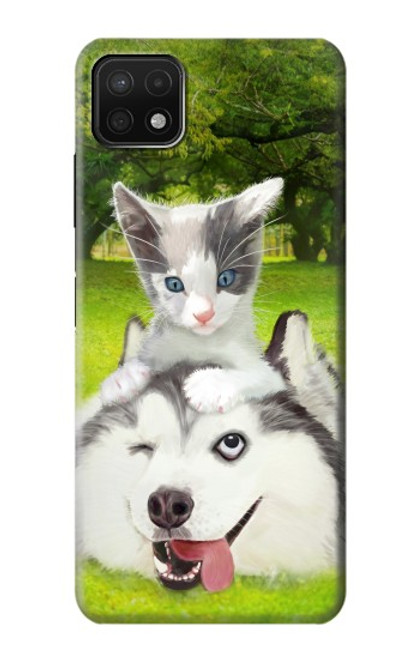 S3795 Grumpy Kitten Cat Playful Siberian Husky Dog Paint Case For Samsung Galaxy A22 5G
