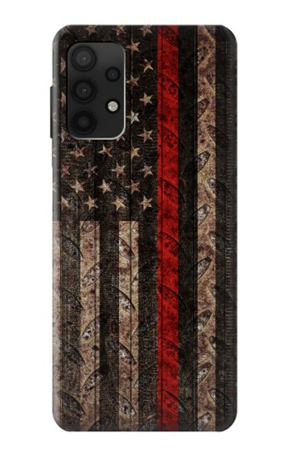 S3804 Fire Fighter Metal Red Line Flag Graphic Case For Samsung Galaxy A32 4G
