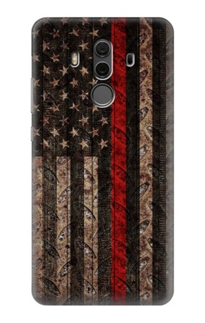 S3804 Fire Fighter Metal Red Line Flag Graphic Case For Huawei Mate 10 Pro, Porsche Design