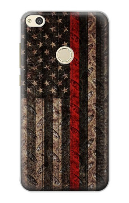 S3804 Fire Fighter Metal Red Line Flag Graphic Case For Huawei P8 Lite (2017)