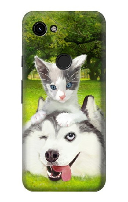 S3795 Grumpy Kitten Cat Playful Siberian Husky Dog Paint Case For Google Pixel 3a