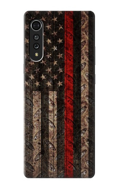 S3804 Fire Fighter Metal Red Line Flag Graphic Case For LG Velvet